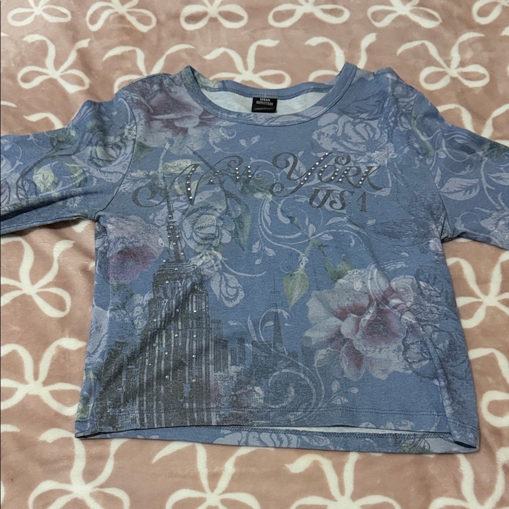 New York Blue Graphic Long Sleeve Shirt